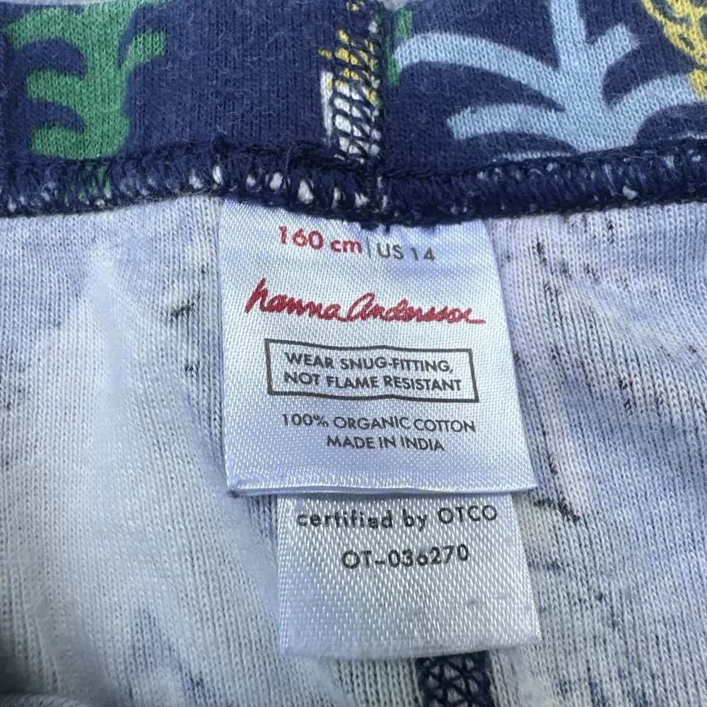 Hanna Andersson Twinkly Trees on Navy Organic Cotton Pajamas 2 Pc PJ Set Size 14